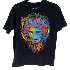 Liquid Blue Jimi Hendrix MultiColor "Trippy" Portrait Grapic Black Tee - Sz L